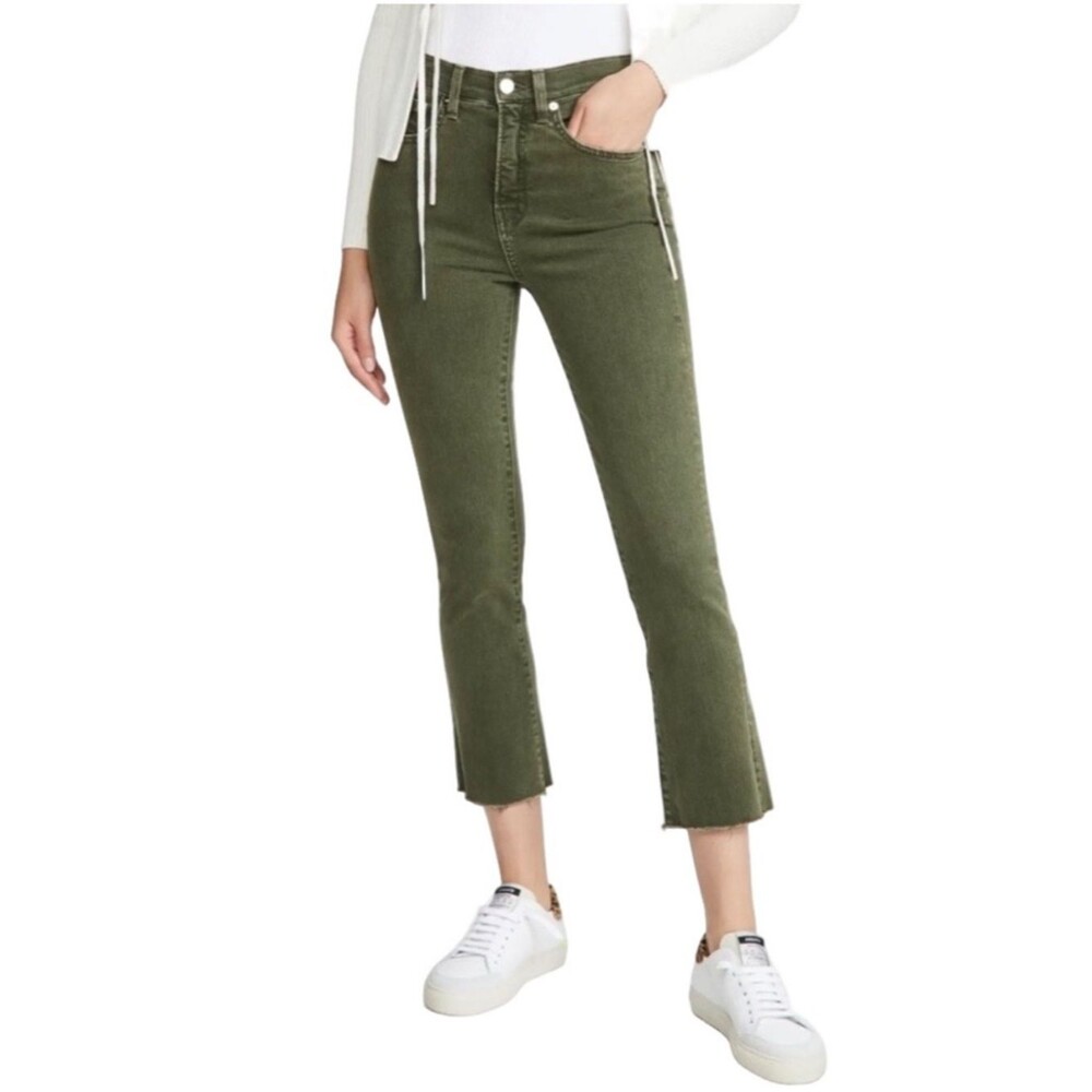 Veronica Beard Carly Kick Flare Green Stretchy Pant Size 26